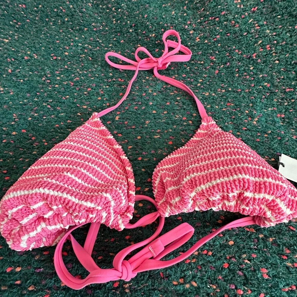 ‼️RARE‼️🎸Shade & Shore🎸🔥NWT🔥Pink/White Striped Bikini Top— M
